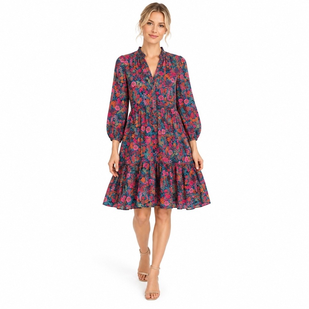 J.Crew x Liberty London Ciara Longsleeve Floral Tiered Cottagecore Dress NWT M
